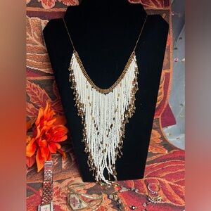 Vintage Seed bead drop dangle necklace